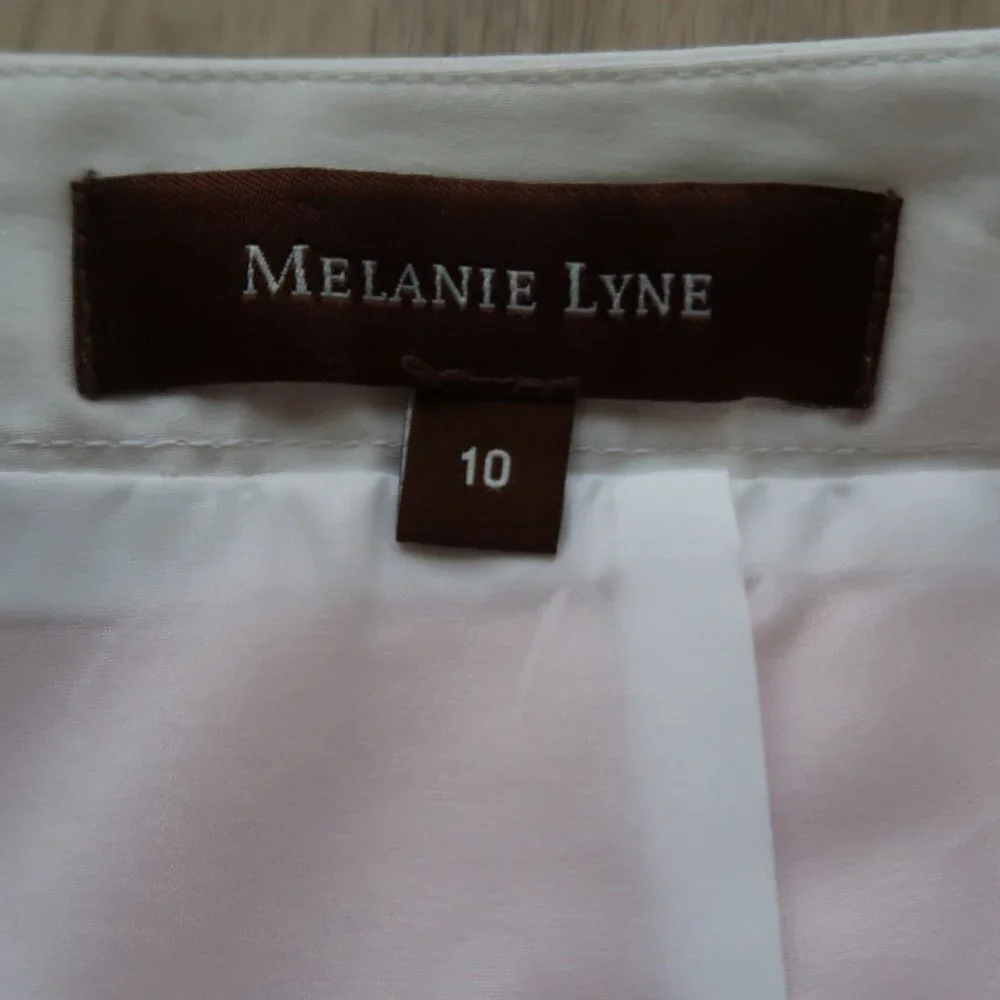 Melanie Lyne Cotton Blend Pencil Skirt Size 10 in Orange/White